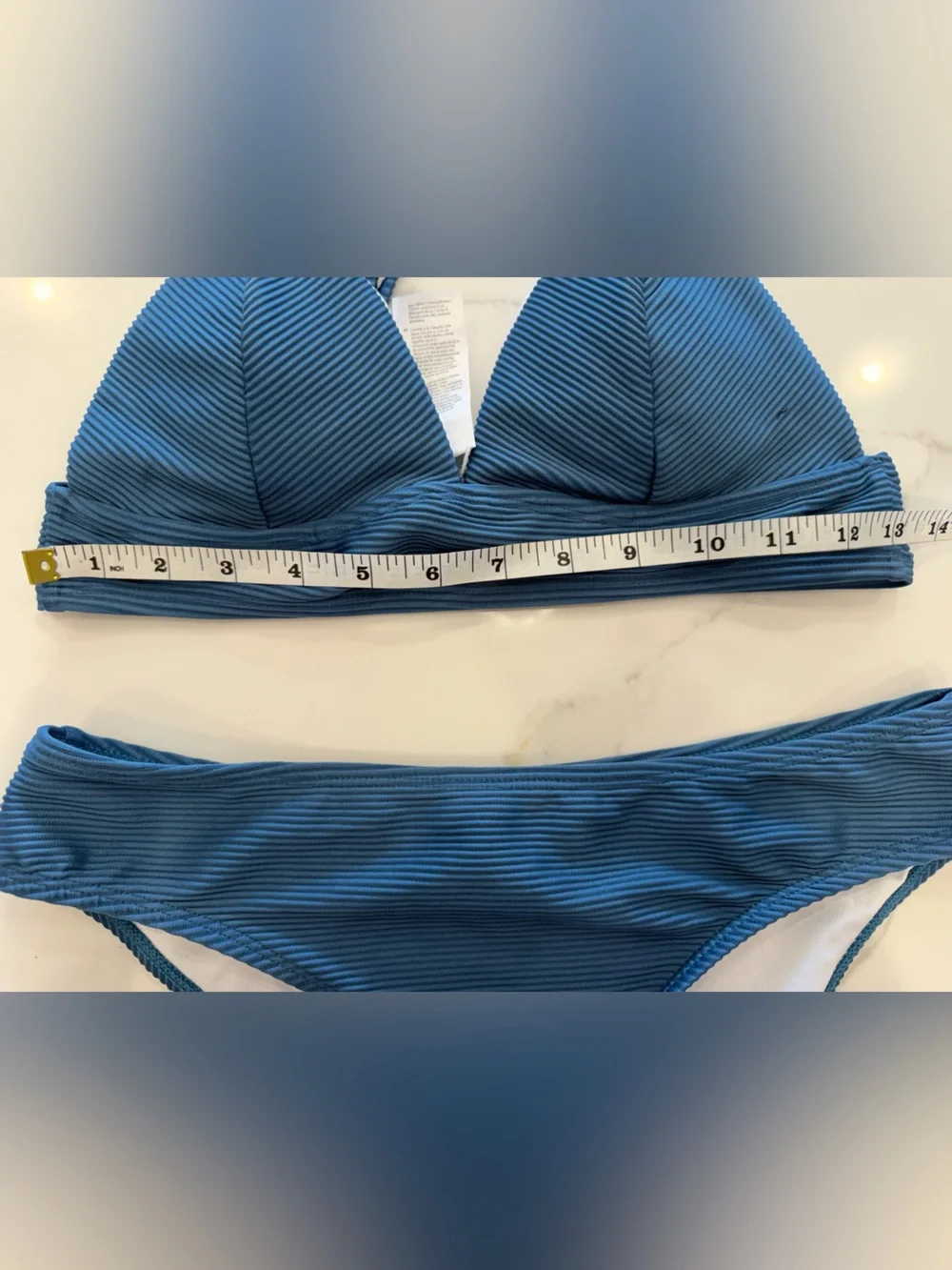 Cupshe Teal Ribbed Triangle Bikini Set